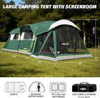 UNP Camping Tent 8 Person Waterproof Big Tunnel Tent with Screen Porch,Family Outdoor Large Tents for Camping 20' x 9' x 80in(H)