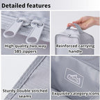 tianzong Travel Shoe Bag with Handle Holds 2 Pairs of Shoes, Shoe Packing Cubes for Travel (Grey, 2 Pack)