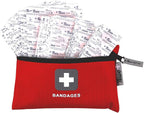 Thrive Fabric Adhesive Bandages Variety Pack - Zipper Pouch for Travel First Aid Kit - Waterproof & Latex-Free for Camping First Aid Kit - Multi-Size Strips for Medkit - Pack of 305, Red