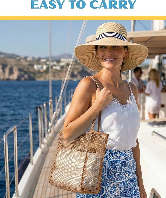 Beach Tote Bag for Women – Waterproof Mesh Tote Bag, Large Capacity Sandproof Beach Bags for Travel