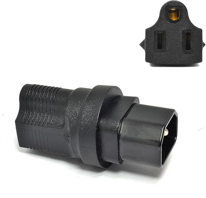 Ceptics IEC USA NEMA 5-15R to IEC 60320-C14 Adapter Plug - ETL Certified - Industrial Grade (IG-320),Black