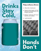 PartyPrints 200 Pack Teal Blank Can Cooler Sleeves, Customizable Bulk Insulated Foam for Beer, Collapsible Plain Drink Holder, Cold Soda Insulator, 12oz Regular, 16oz Tall Cans