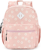 STEAMEDBUN Corduroy Toddler Backpack for Girls Boys 2-4, Kids Preschool Backpack for Kindergarten - Pink Sakura