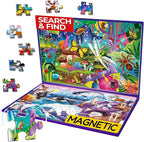 QUOKKA Magnetic Puzzles for Kids Ages 4-6 – 100 PCS Magnetic Puzzle Book for Toddlers 3-5 – 2 Puzzles & 2 Spot The Difference Maps – Search & Find Travel Games – Activity Book Bugs & Polar Animals