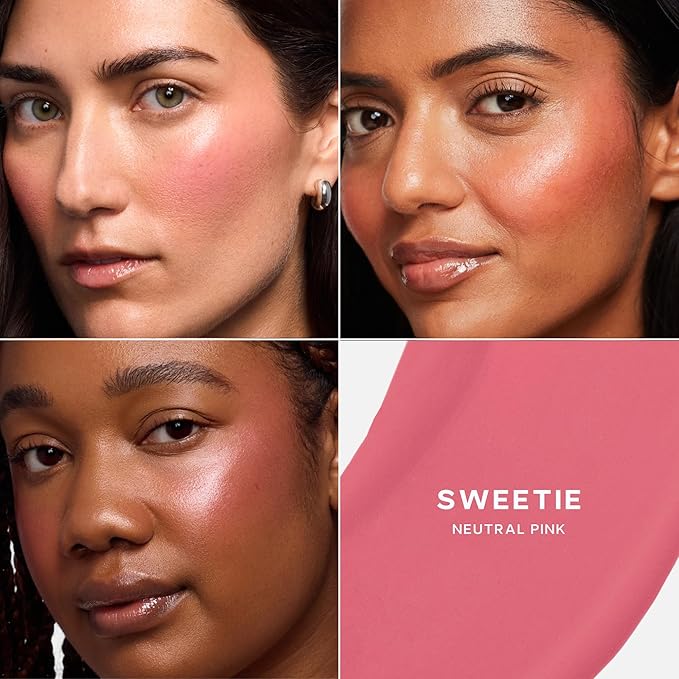 Saie Mini Dew Liquid Blush for Cheeks - Hydrating Cream Blush Stick with a Blendable + Buildable Formula - Skincare Infused Dewy Cheek Tint for a Natural Flush - Clean, Vegan Makeup - Sweetie (.24 oz)