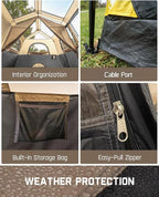 FanttikOutdoor Instant Cabin Tent 6/8/10/12 Person Camping Tent Setup in 60 Seconds with Rainfly & Windproof Portable with Carry Bag for Family Camping & Hiking, Upgraded Ventilation, Khaki