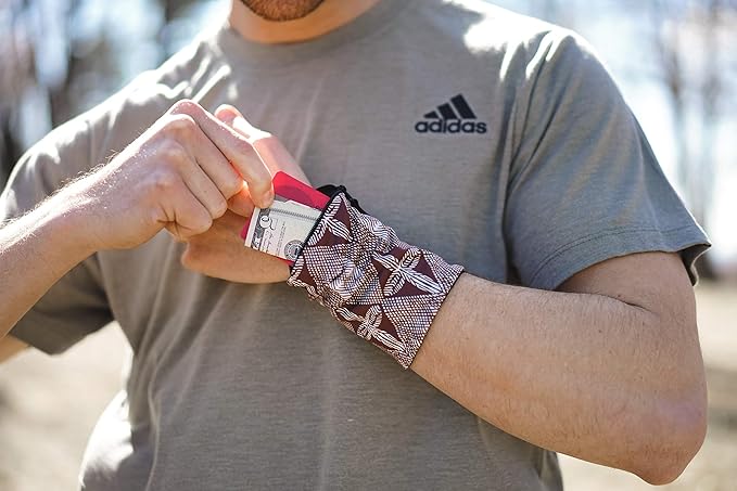 Travel Wrist Wallet Pouch With Zipper Pocket For Cash, Cards, Money. Made For Travel, Running, Walking & Hiking - Maui Brown/Black