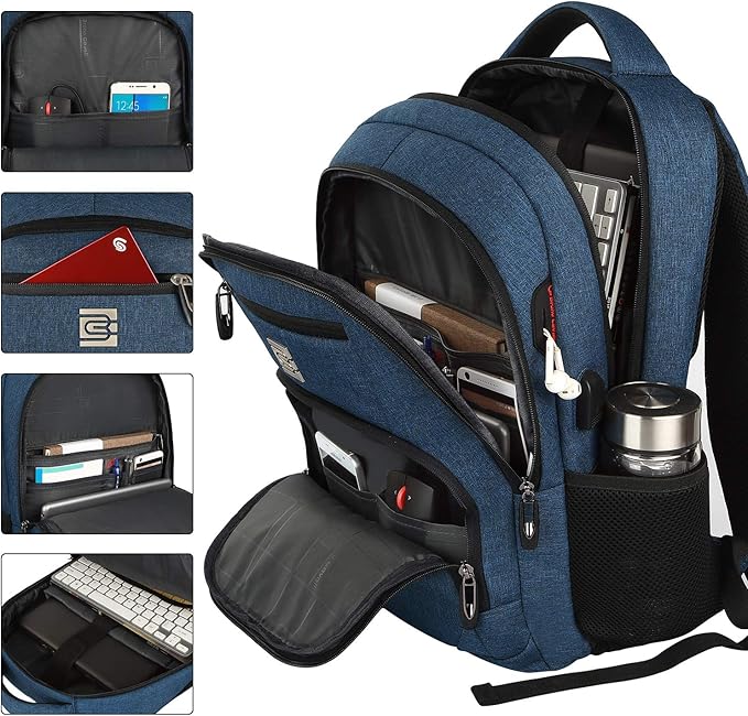 Volher Laptop Backpack,Business Travel Anti Theft Slim Durable Laptops Backpack,Water Resistant College Computer Bag for Women & Men Fits 15.6 Inch Laptop and Notebook - Blue