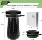 ALEVMOOM Upgraded XXL Collapsilbe Stool with Cushion,More Sturdy and Height 19.7“,D11.8”,Portable and Lightweight Adjustable Telescoping Stool for Camping Hiking BBQ Max Loading 1000Ibs
