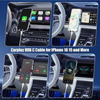 Car Carplay Cable for iPhone 17 16 15, 2-Pack [3.3FT+6FT] 60W USB C to USB C Cable And 2-Pack [3.3FT+6FT] USB A to USB C Cable for iPhone 17 16 15，for Galaxy S25 S24, for iPad, for MacBook and More