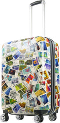 FUL Disney Stamps 26 Inch Rolling Luggage, Hardshell Checked Suitcase with Spinner Wheels, Multi