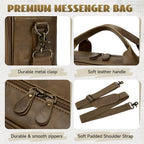 RAINSMORE Mens Laptop Bag PU Leather Messenger Bag 15.6 Inch Briefcase Vintage Computer Satchel Bag for Work Business