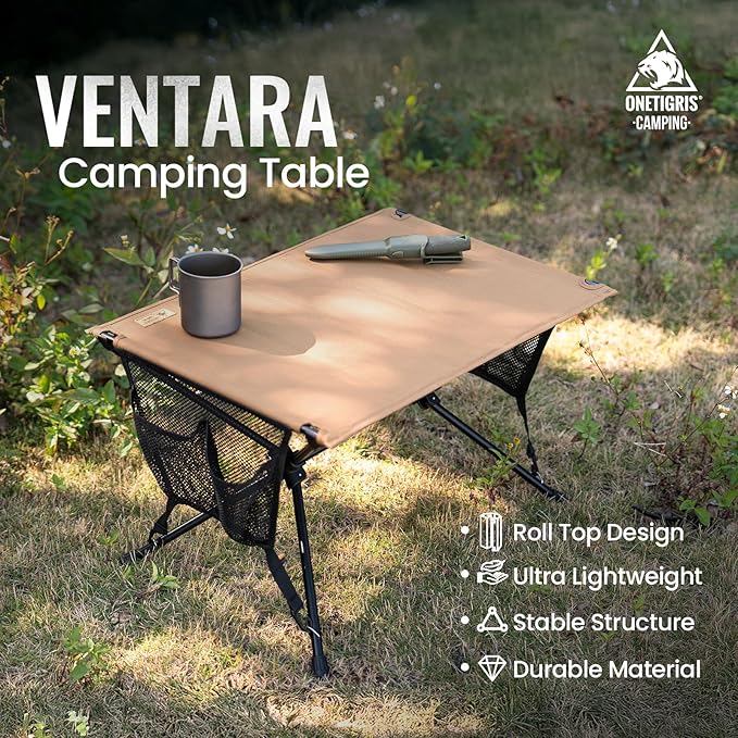 ONETIGRIS VENTARA Camping Table, Ultralight Foldable Table Sturdy & Quick Setup, Weighs Only 2.4 lbs, Perfect for Camping, Hiking, Backpacking, Picnic, Beach, Travel