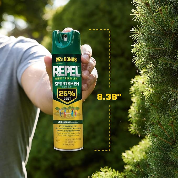Repel Insect Repellent Sportsmen Formula 25% DEET, 8.125 Ounces, Bonus Aerosol with 25% DEET to Repel Mosquitoes, Ticks, Gnats, Biting Flies, Chiggers and Fleas for Long-Lasting Protection