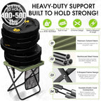 CAMDOOR Portable Collapsible Stool, 16″Folding Stool with 3 Side Pockets and Shoulder Strap, Extra Large Camping Chair Supports 400 lbs, Ultralight Portable Seat for Outdoor, Hiking, Fishing (Green)