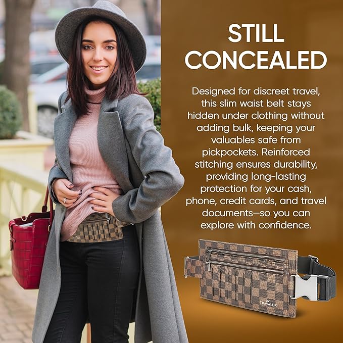 Luxury Travel Wallet – Hidden Money Belt, RFID-Blocking, Anti-Theft Passport Holder for Men & Women (Brown)