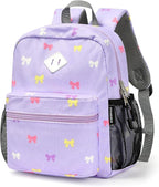 STEAMEDBUN Corduroy Toddler Backpack for Girls 2-4, Kids Preschool Backpack for Kindergarten - Purple Bow