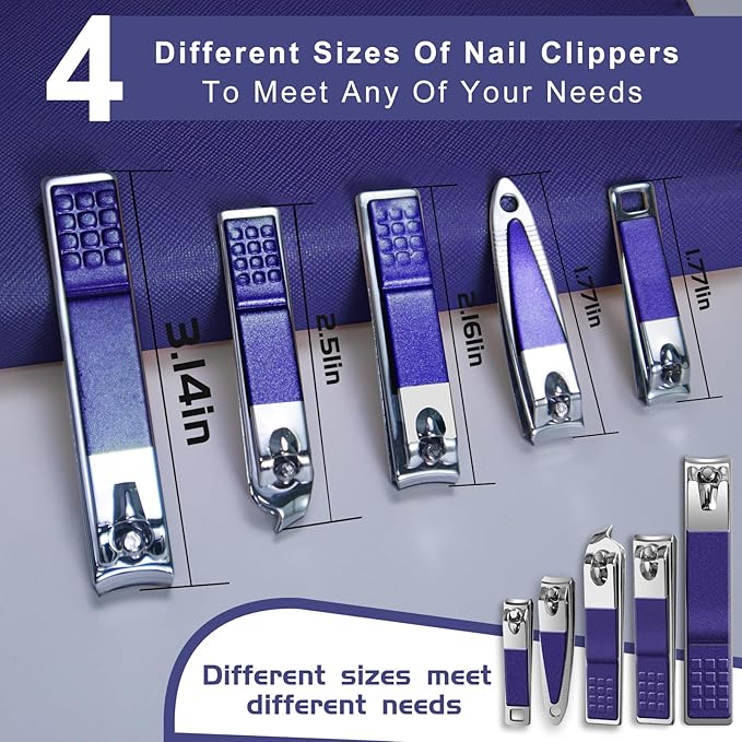 Manicure Set 30 in 1 Nail Clippers Set,Nail Manicure Kit for Women,RedFlow Toenail Clippers,Pedicure Kit,Pedicure Tools,Suitable for Travel Manicure Tools (Purple)