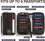 Travel Document Organizer - RFID Passport Wallet Case Family Holder Id Wristlet