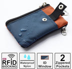CHENSPRX Minimalist RFID Blocking Small Wallet with ID Window,WaterResistant Zip Id Case Wallet with Lanyard Keychain for Cards,Cash,Travel,Women,Men