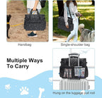 MYDAYS Dog Travel Bag, Pet Luggage Suitcase, Weekend Tote Carrier with Collapsible Bowl (Black1)