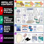 Rapid Care 3-Shelf First Aid Refill Kit - 525 Piece OSHA & ANSI Compliant Refill for First Aid Cabinets, Serves 75+ People, Color-Coded Workplace, School & Office First Aid Supplies