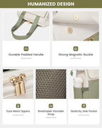 LOVEVOOK Laptop Backpack for Women, 15.6 Inch Work Laptop Bag with USB Port, Fashion Teacher Nurse Backpack Purse, Waterproof Travel Computer Backpack with Organizer Bag, 2PCS, Beige-Bean Green
