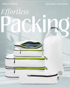 Compression Packing Cubes for Travel, 6-Piece Lightweight Packing Cubes Set for Carry-On Luggage & Backpacks – TRIPPED Travel Gear (White and Green)