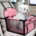 Dog Car Seat Foldable Dog Car Booster Seat Waterproof Breathable Oxford Travel Bag for Small to Medium Dogs, Puppies, and Pets-Footprint Pink-Upgrade