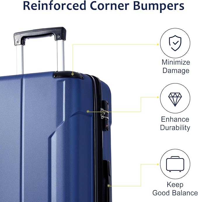 2 Piece Luggage Set, Hardside Suitcase with Spinner Wheels, TSA Lock & Expandable Hard Shell, Carry on and Checked Luggage for Travel, Maletas de Viaje for Men & Women (Blue, 20+28Inch)