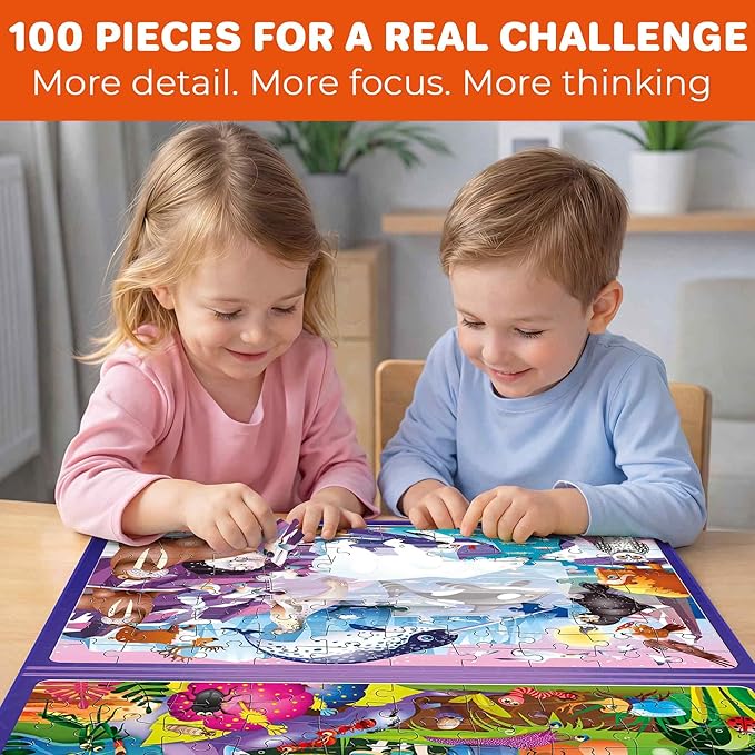 QUOKKA Magnetic Puzzles for Kids Ages 4-6 – 100 PCS Magnetic Puzzle Book for Toddlers 3-5 – 2 Puzzles & 2 Spot The Difference Maps – Search & Find Travel Games – Activity Book Bugs & Polar Animals