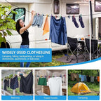 SenseYo 2 Set Retractable Portable Clothesline for Travel with 44 Clothespins, Camping Clothes line for Indoor Outdoor Balcony Hotel Room Laundry Drying