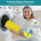 Shoe Washing Machine Bag – 2 Pcs Reusable Laundry Shoe Bag, 360° Deep Cleaning Sneaker Washing Bag, Durable Mesh Net with Zipper Protection, Fits All Shoe Types & Sizes (Yellow, 14.8 × 7.4 Inches)