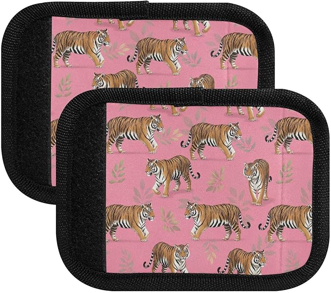 Cute Tigers Luggage Handle Wraps with Writable Luggage Tags, 2 Pack, 5.9 x 4.3 Inches Grip Handle Cover for Suitcase Shopping Bag