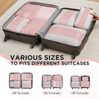 8 Set Compression Packing Cubes for Travel Essentials,Compressible Expandable Packing Cubes for Suitcase,OlarHike Luggage Organizer Bags for Travel,Handy Helper for Organizing Clothes(Pink)