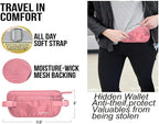 Money Belt for Travel - Hidden Travel Pouch Protect Your Credit and Money With RFID Blocking Passport Holder Waist Wallet (Pink)
