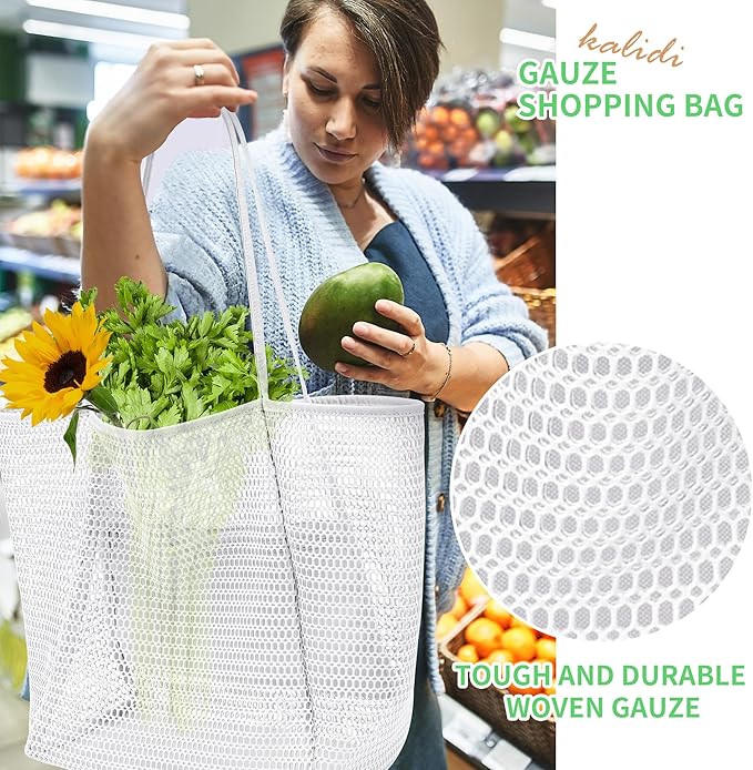 KALIDI Beach Nylon Mesh Tote Bag, Casual Tote Bag Hobo Women Foldable MAX 23L Shoulder Bag For Beach Picnic Vacation