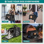 PetAmi Airline Approved Pet Carrier for Cats & Small Dogs, Soft Sided TSA Travel Carrier Bag with Sherpa Bed, Breathable Mesh Ventilation, Collapsible Bowl, Up to 18 lbs, Large Heather Dark Gray