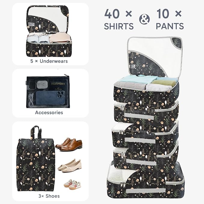 10 Set Packing Cubes for Travel, Gifts for Women Mom,Anti-Tearing Suitcase Organizer,OlarHike Vacation Essentials & Accessories for Cruise Ship