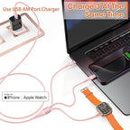 Apple Watch Charger Multi Charging Cable 6FT, Nylon Braided USB AM Port to Lightning Type C USB C Cord iWatch Magnetic Wireless 3 in 1 Charging Wire for iPhone Android Phone and iWatch