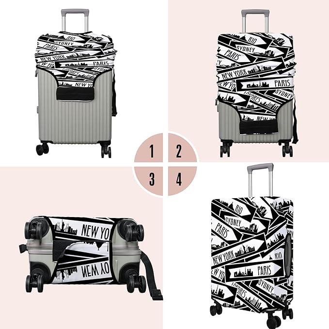 Travel Luggage Cover Suitcase Protector Fits 18-32 Inch Wheel Covers PatternedTravel Related Items Flower Luggage Protector Elastic S