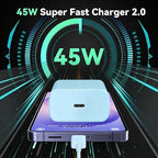 45W Super Fast Charger USB C Android Phone Type C Charger Fast Charging Block with 6.6FT Cord for Samsung Galaxy S26/S26 Ultra/S26+/S25 Ultra/S25/S24 Ultra/S24/S23 Ultra/S22/S21/S20/Note 10, Blue