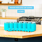 Blank Beer Can Coolers Sleeves (14-Pack) Soft Insulated Beer Can Cooler Sleeves - HTV Friendly Plain Can Sleeves for Beer Cans & Bottles - Blanks for Vinyl Projects & Wedding Favors (Robins Egg Blue)