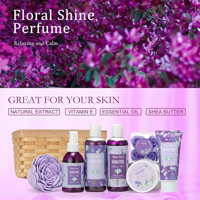 Mothers Day Gifts for Women, Bath & Shower Gifts for Women, Perfume Bath and Body Gift Basket, Skin Care Set, Spa Kit, Self-Care Set, Home Spa Gift, Relaxation Gift, Birthday, Christmas, Anniversary