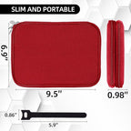 Electronics Organizer - Travel Cable Organizer Bag, Water Resistant Double Layers Pouch for Cord, iPhone, iPad Mini - Gift for Men Electronic Accessories Storage Case with 5 Cable Ties, Red