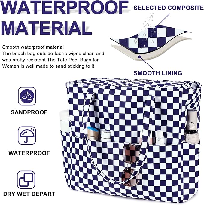 Bluboon Waterproof Beach Tote Pool Bags for Women Ladies Extra Large Carry On Bag With Wet Compartment for Weekender Travel