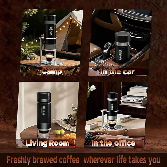 Portable Coffee Maker, Removable 7500mAh Battery, 20Bar High-Pressure Fast Extraction, USB Charging, Stand & Carry Bag, Supports Coffee Grounds & NS Pods, Ideal Camping Makers for Travel