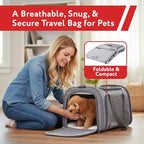 dbest Products Pet Smart Cart Sport, Soft Sided Collapsible Cat Carrier Airline Approved with Mesh Panels and Easy Side/Top Loading, Grey
