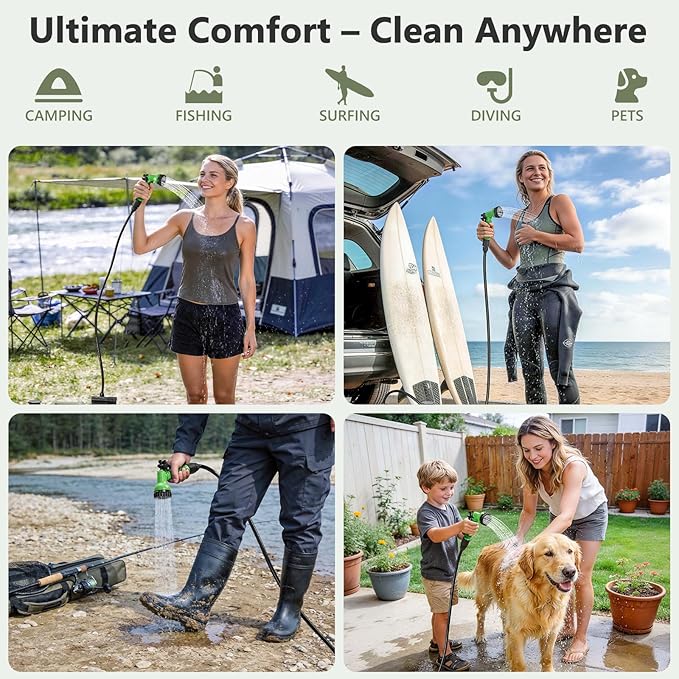 SPACEREST Portable Shower for Camping with Integrated Design – Spill-Resistant, Electric Camping Shower, 5-Gallon Food-Grade Water Jug for Outdoor, Beach, Hiking, Dog Wash