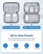 BAGSMART Electronics Organizer Travel Case, Cable Charger Cord Tech Organizer Pouch for Phone Charger Accessories, Grey